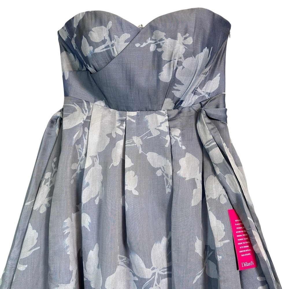 Donna Karan New York Formal Gown Strapless Organza 14 Tencel Floral‎ Blue NWOT - Picture 7 of 16